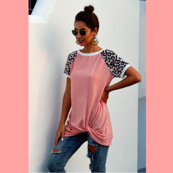 Twisted Pink Heather Leopard Raglan SZ L! NEW! - Picture 4 of 9